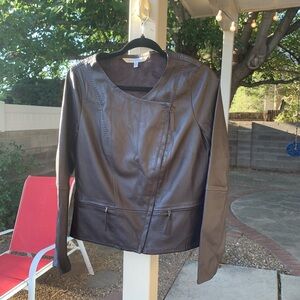 Max Studio vegan leather dark brown chocolate jacket size M